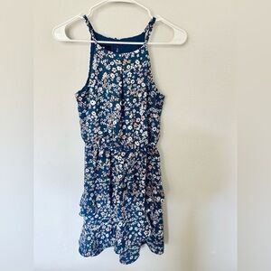 Iz Byer White and Blue Ruffled Tiered Sundress